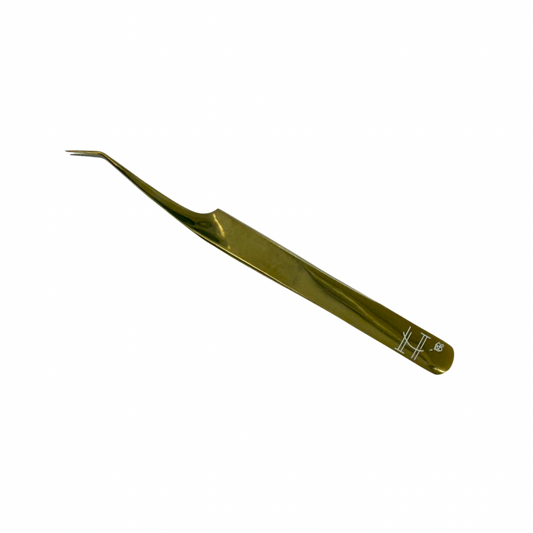 Liquid gold angled fiber tip tweezer